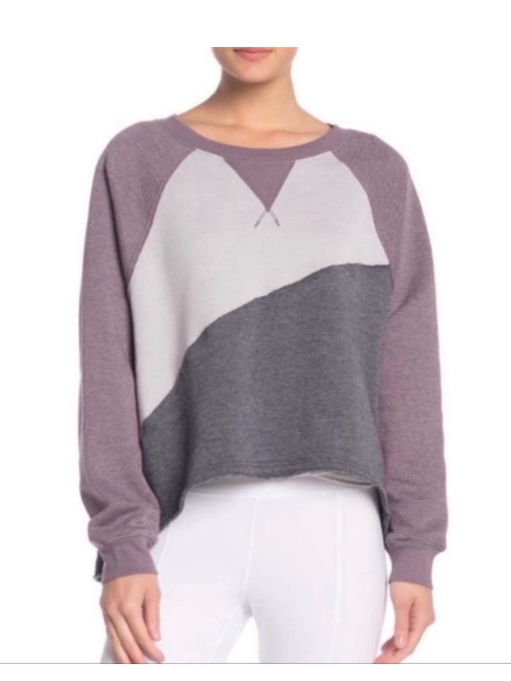 Free People movement Kindle Up Color-block oversized- pullover sweatshirt